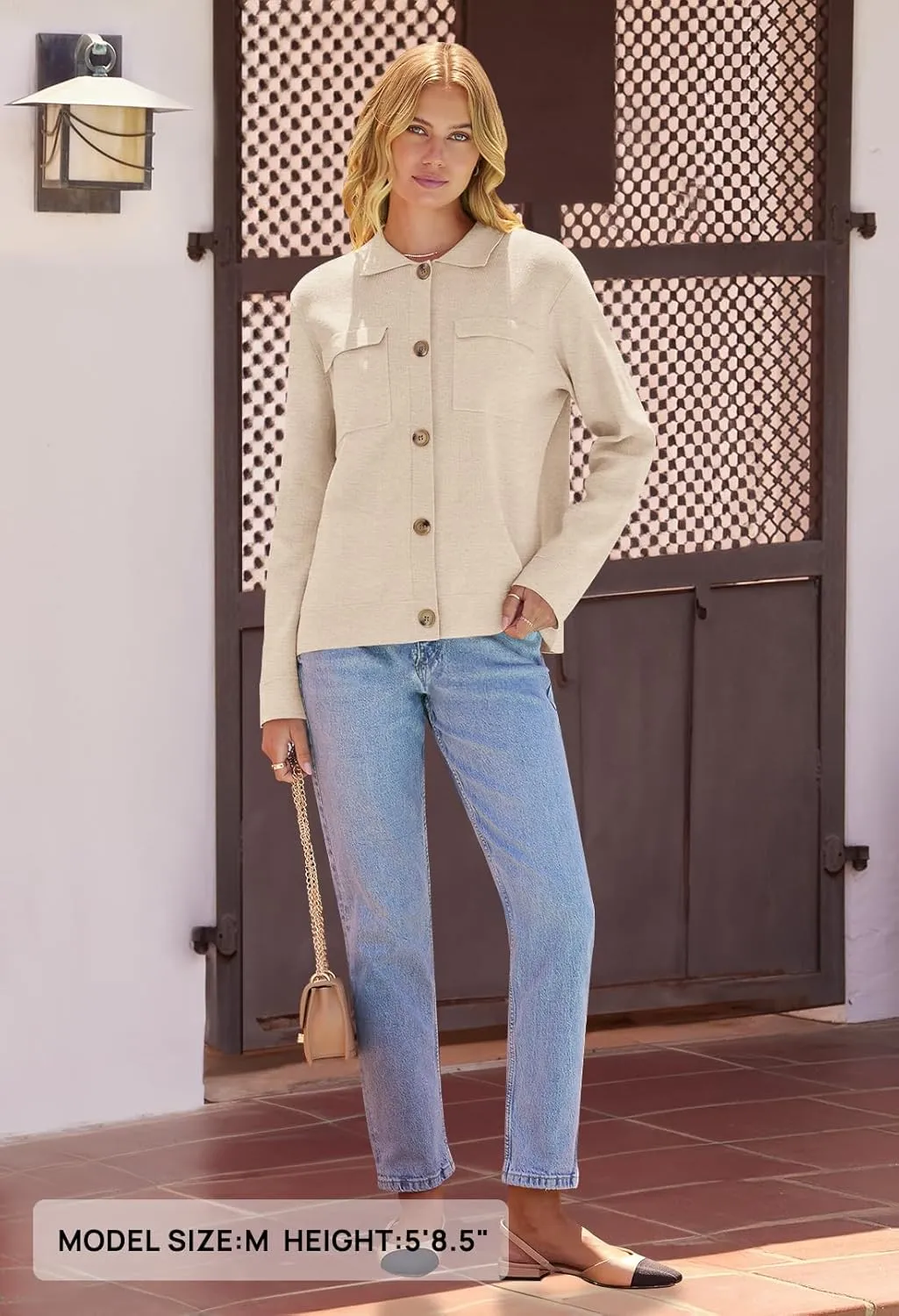 MEROKEETY Women's Long Sleeve Cardigan Sweaters Open Front Button Knit Shacket Jacket with Pockets