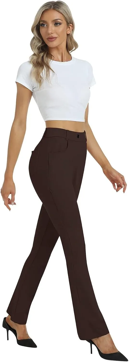 MoFiz Women's Yoga Dress Bootcut Work Slacks Stretch Office Casual Golf Pants Petite/Regular/29/31