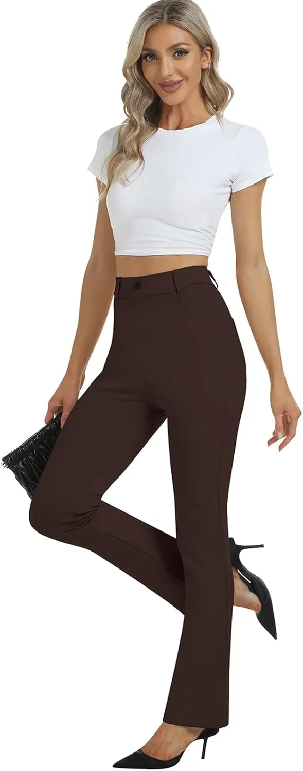MoFiz Women's Yoga Dress Bootcut Work Slacks Stretch Office Casual Golf Pants Petite/Regular/29/31