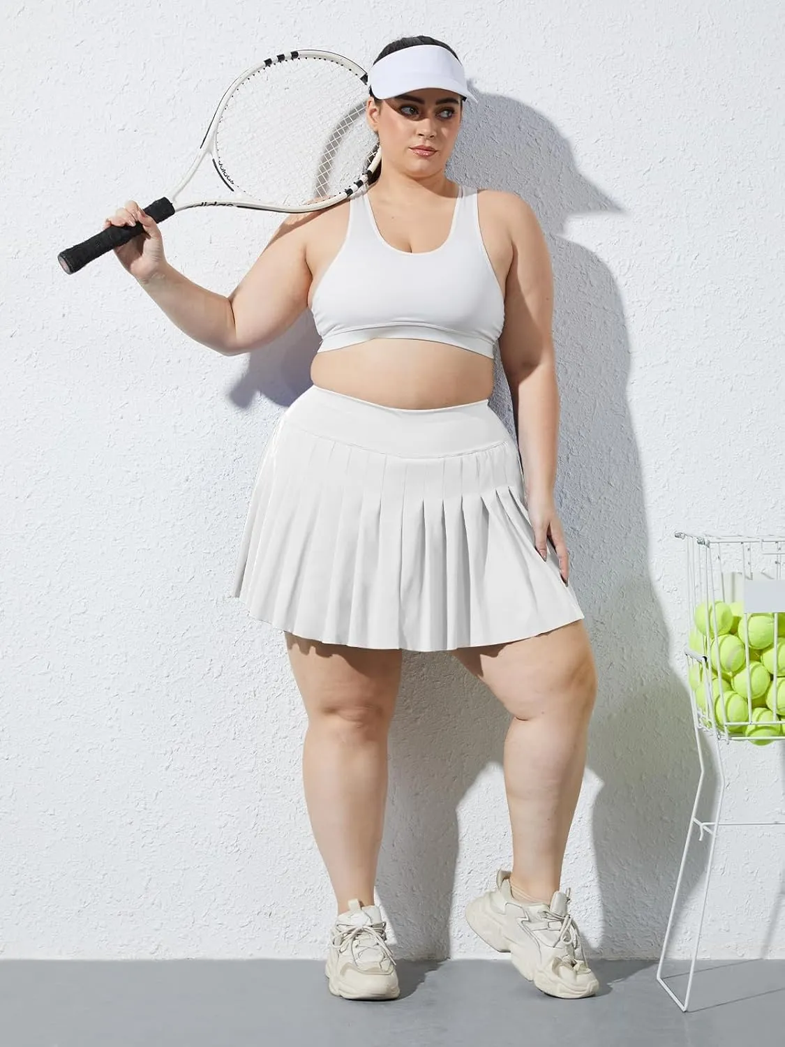 Moon Wood Women's Plus Size Pleated Tennis Skirt- Girls High Waist Athletic Golf Skirts with Shorts