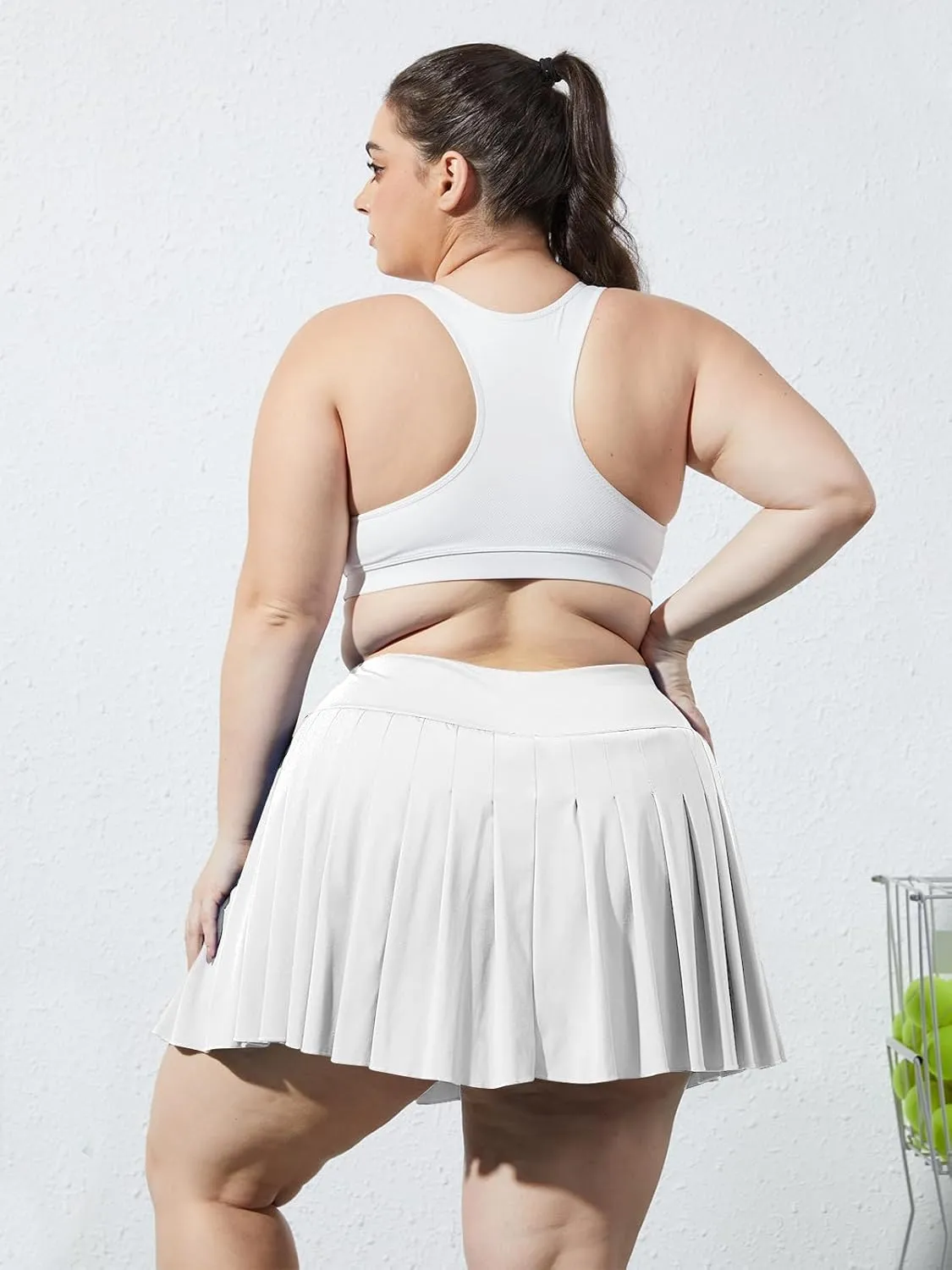 Moon Wood Women's Plus Size Pleated Tennis Skirt- Girls High Waist Athletic Golf Skirts with Shorts
