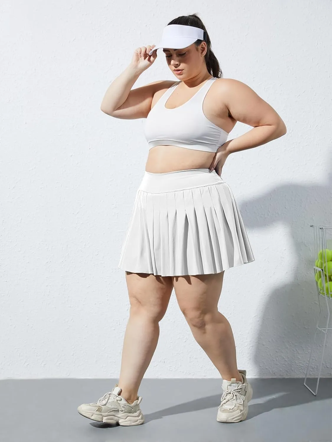 Moon Wood Women's Plus Size Pleated Tennis Skirt- Girls High Waist Athletic Golf Skirts with Shorts