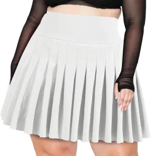 Moon Wood Women's Plus Size Pleated Tennis Skirt- Girls High Waist Athletic Golf Skirts with Shorts