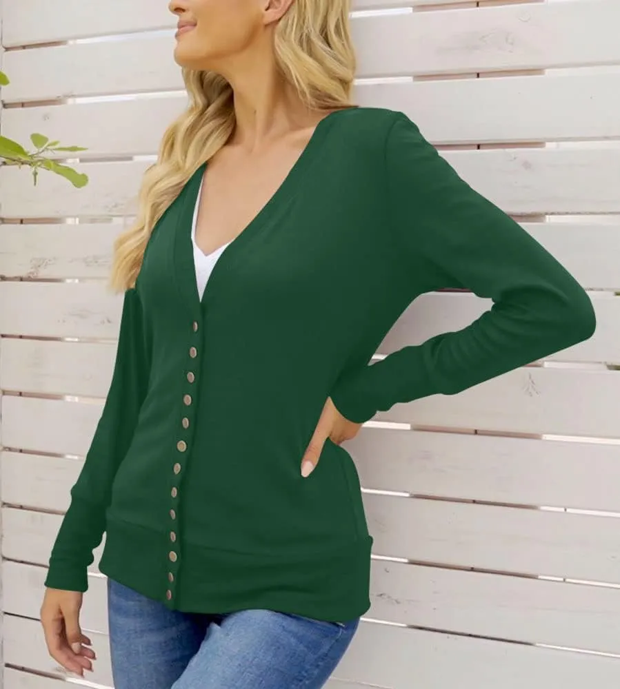 NENONA Women's Long Sleeve Lightweight Summer Cardigans Open Front Button Down Basic Soft Fall Fashion Outwear