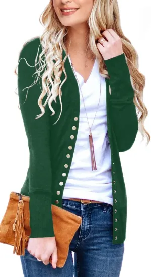 NENONA Women's Long Sleeve Lightweight Summer Cardigans Open Front Button Down Basic Soft Fall Fashion Outwear