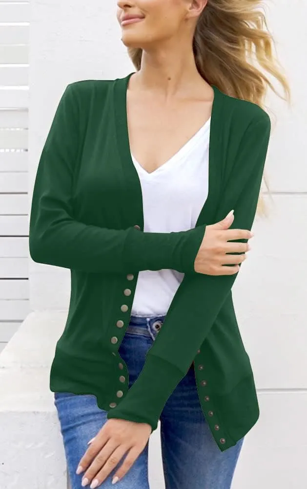 NENONA Women's Long Sleeve Lightweight Summer Cardigans Open Front Button Down Basic Soft Fall Fashion Outwear
