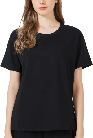 netdraw Women's Ultra Soft Bamboo Viscose T-Shirt Loose Fit Crew Neck Casual Lounge Comfy Cotton Sleep Pajama Tops