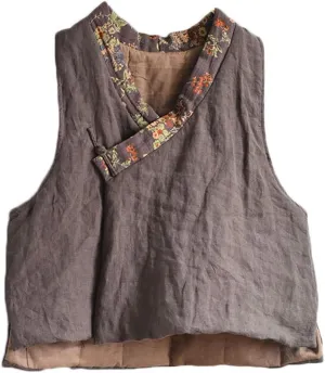 NFYM Women's Outerwear Vest Quilted Unique Cotton Linen Retro Vintage Sleeveless Padded Jacket