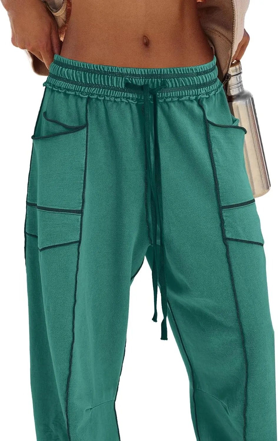 Panadila Womens Barrel Pants Drawstring Wide Leg Sweatpants Baggy Summer Lounge Pants Casual Beach Trousers