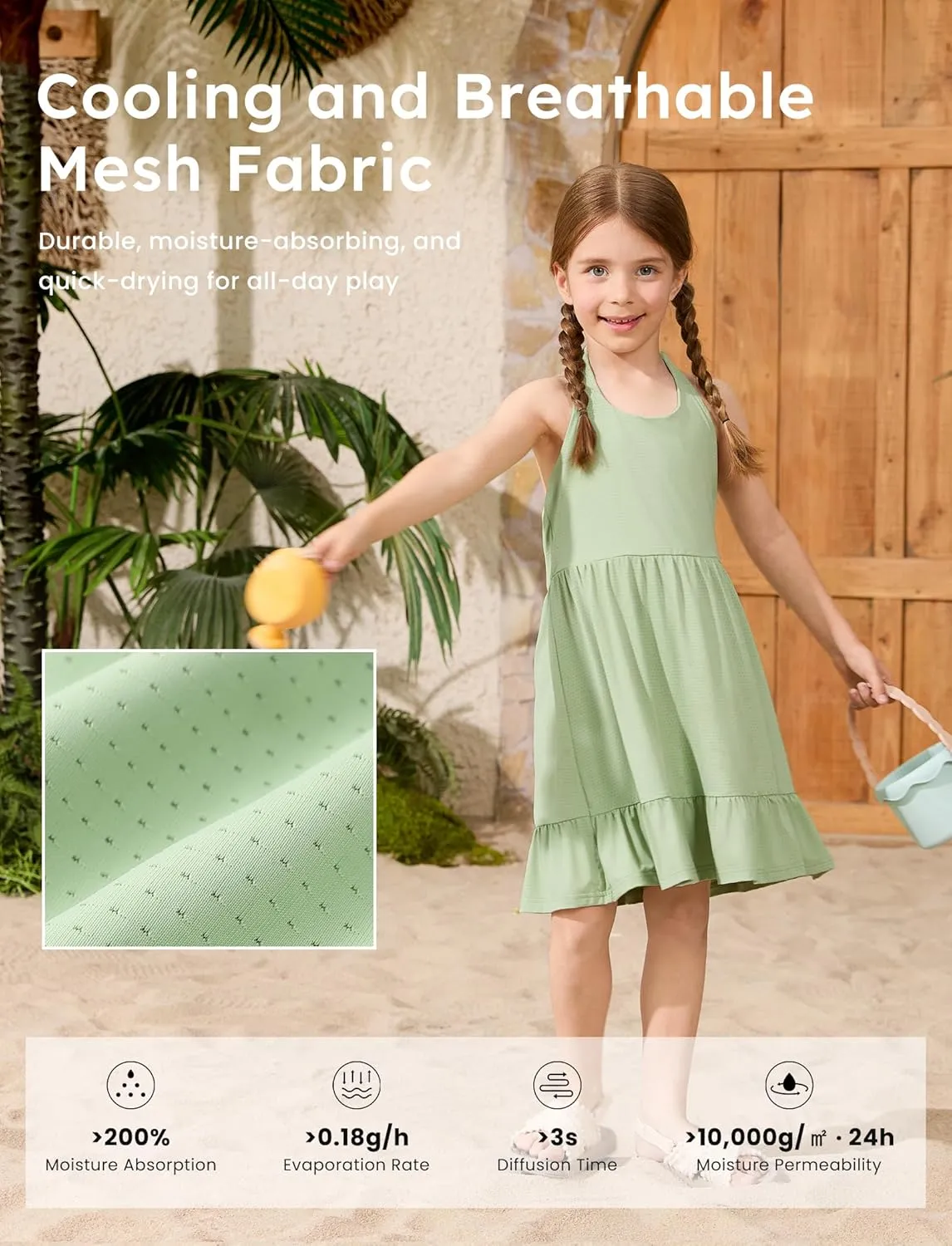 PATPAT Girls' Summer Dress Multipack  Quick-Dry, Cooling Fabric with Hawaiian & Mermaid Prints for Toddlers 2-8 Years