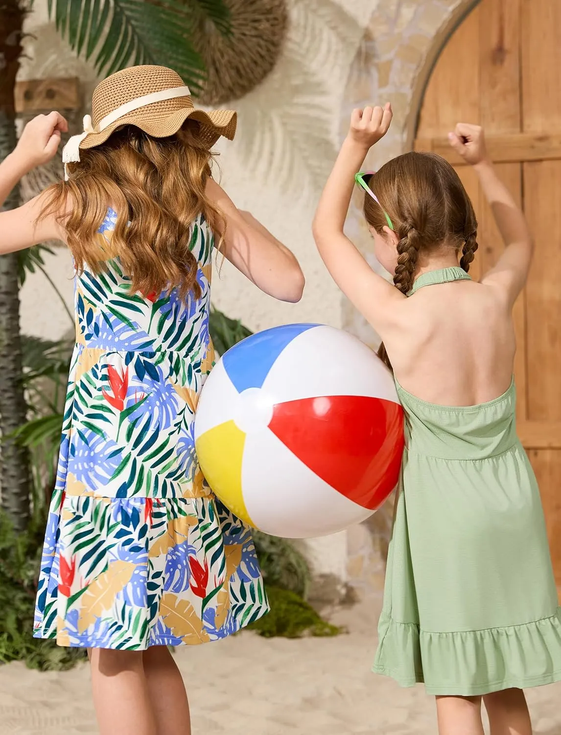 PATPAT Girls' Summer Dress Multipack  Quick-Dry, Cooling Fabric with Hawaiian & Mermaid Prints for Toddlers 2-8 Years