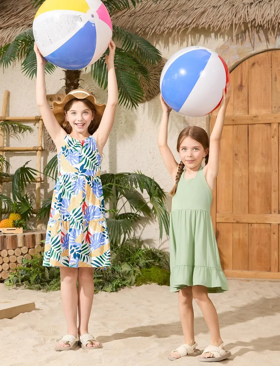 PATPAT Girls' Summer Dress Multipack  Quick-Dry, Cooling Fabric with Hawaiian & Mermaid Prints for Toddlers 2-8 Years