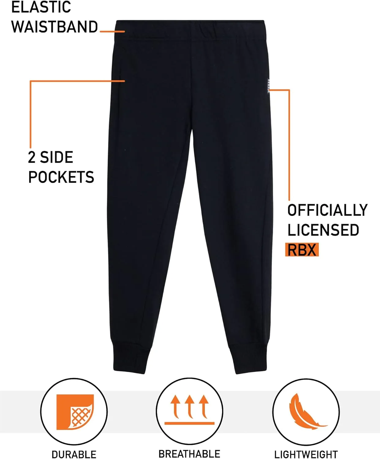 RBX Girls' Sweatpants - 2 Pack Active Fleece Joggers (Size: 4-16)