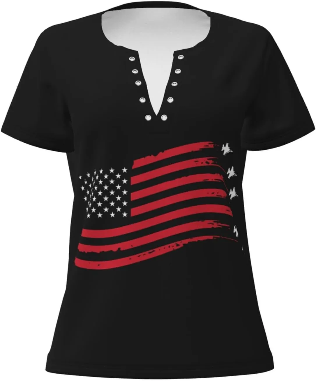 Retro American Football Womens Deep v Neck T-Shirts Short Sleeve Shirts Casual Tee Tops Slim Fit T-Shirt
