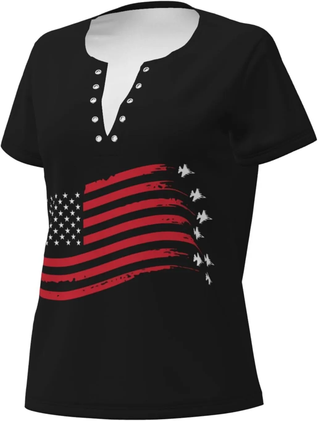 Retro American Football Womens Deep v Neck T-Shirts Short Sleeve Shirts Casual Tee Tops Slim Fit T-Shirt