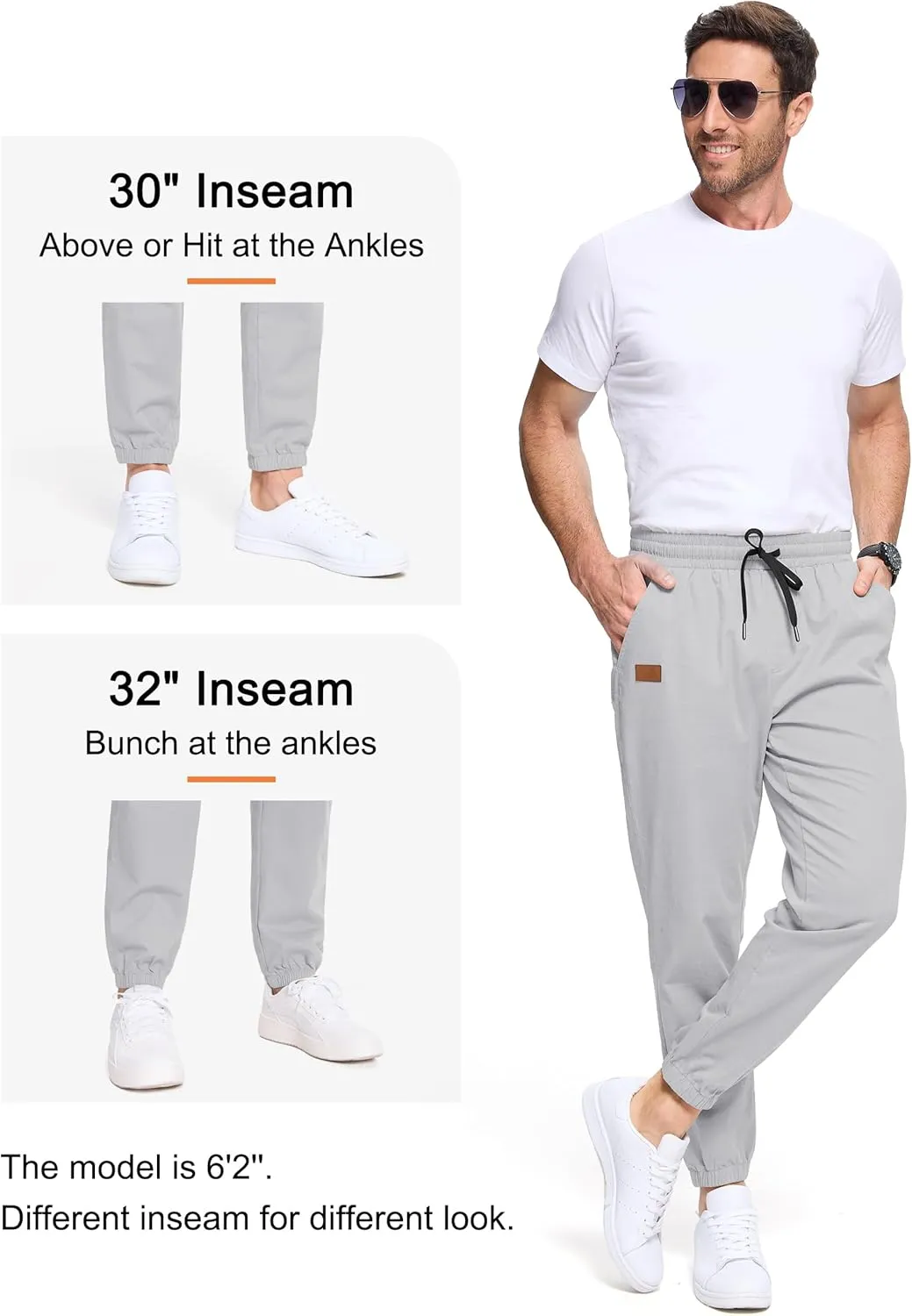 SEVEGO Tall Men's Casual Joggers 30"/32"/34"/36" Inseam Cotton Chino Cargo Pants Hiking Outdoor Sweatpants