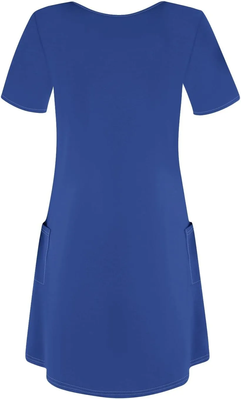 Short Sleeve Dress for Women Sexy V Neck T Shirt Dress Summer Casual Loose Short Dress Cute Mini Dress with Pockets