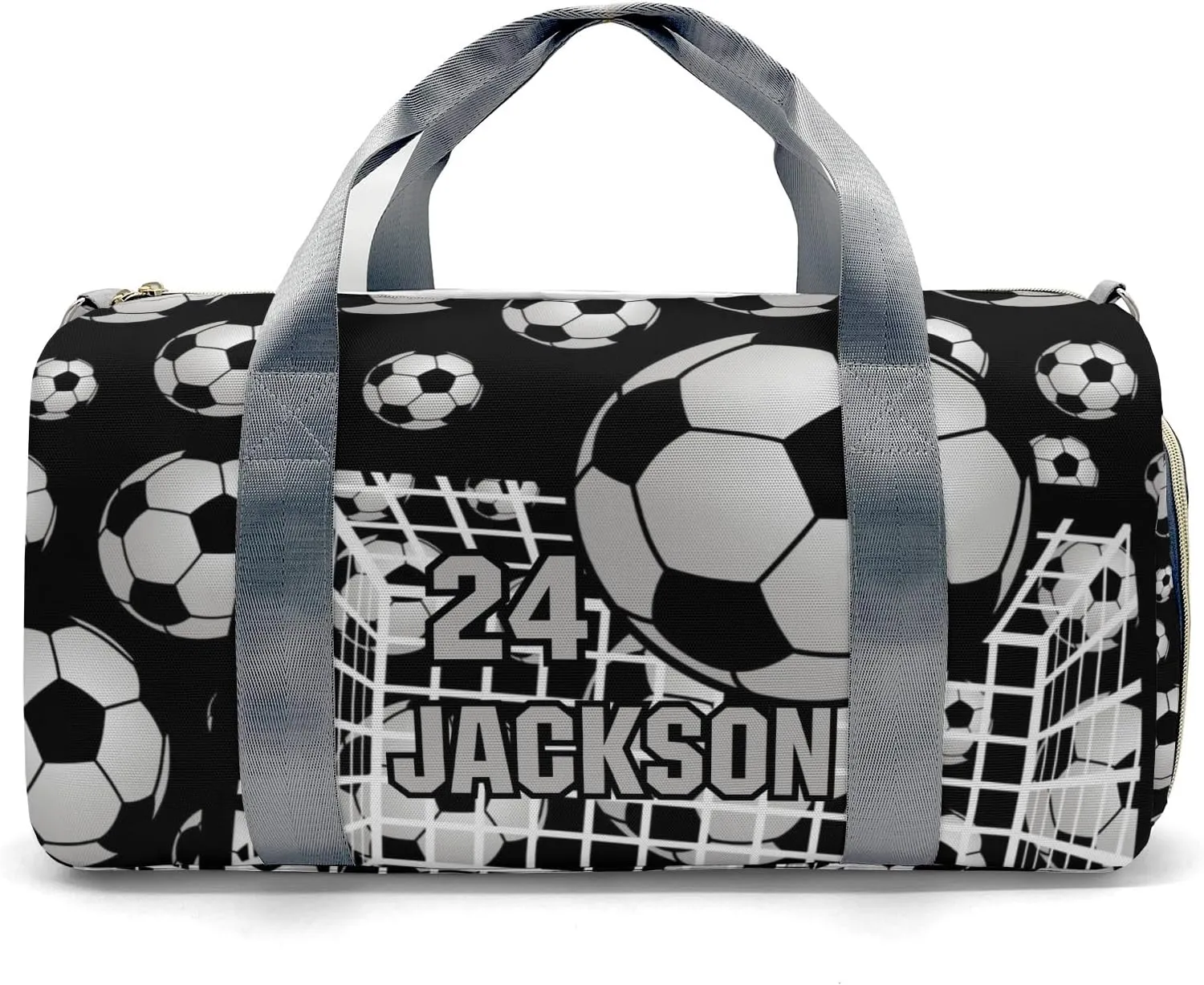 Soccer Ball Player Number Name Gym Bag for Women, Travel Duffle Bag Carry On Weekender Bag with Shoe Compartment