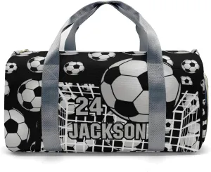 Soccer Ball Player Number Name Gym Bag for Women, Travel Duffle Bag Carry On Weekender Bag with Shoe Compartment