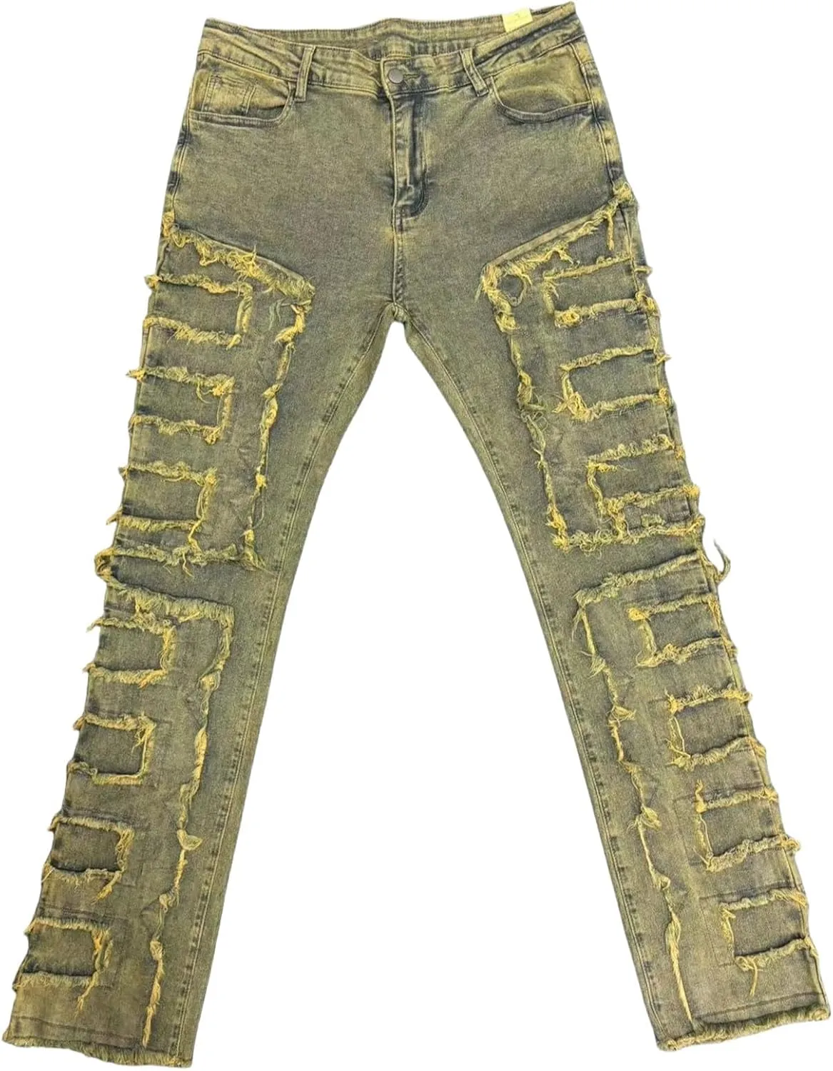Stacked Jeans Men Skinny Ripped Jeans Slim Fit Patchwork Denim Pants Y2K Goth Harajuku Emo Hip Hop Jeans Trouser