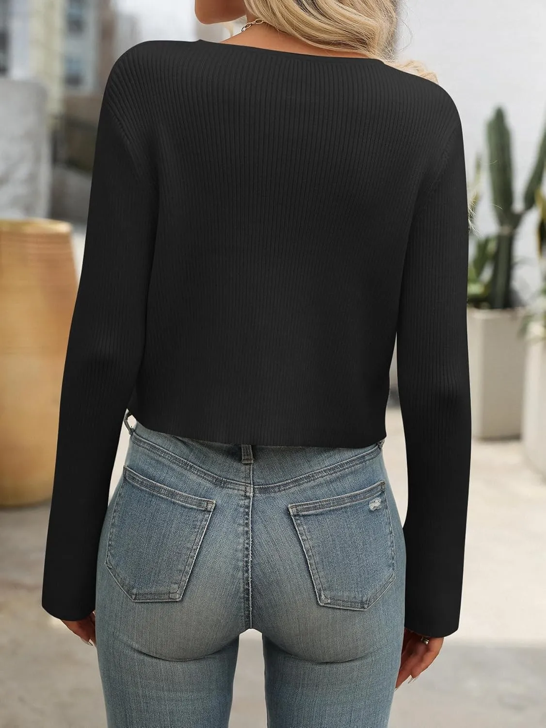 Sumleno Women Y2k Zip Up Cropped Cardigan Sweater Long Sleeve Solid Color Slim Fit Ribbed Knit Tops Trendy Fall Clothes