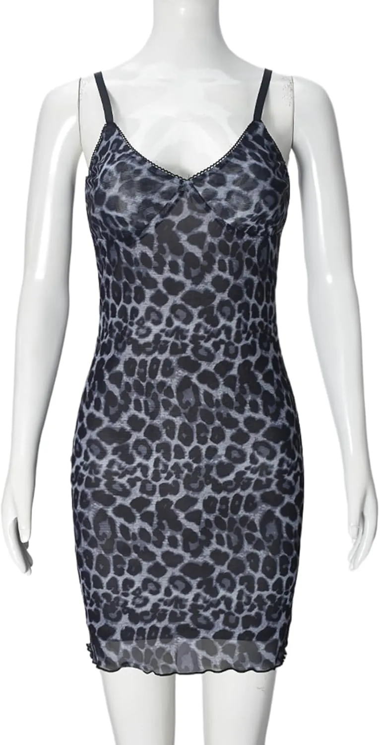 Summer Mini Dress for Women Elegant V Neck Spaghetti Strap Short Bodycon Party Dress Vacation Wear
