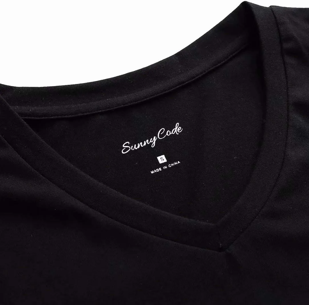 Sunshine Code Men's Seamless V-Neck Slim Fit Long Sleeve T-Shirt Undershirt Base Layer Top for Muscular Build
