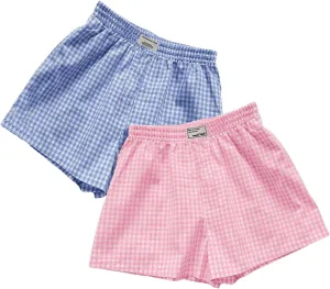 SweatyRocks Women's 2 Pack Plaid Shorts Letter Patched Elastic High Waisted Summer Shorts