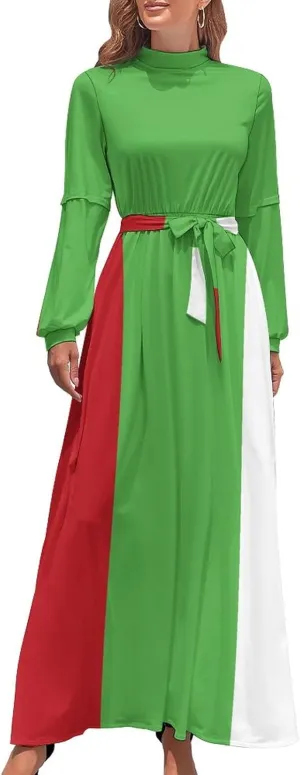 TAIZIYEAH Long Dress Bulgaria Flag Women's Summer Casual Loose Dress Long Dress Short Sleeve for Girls Fashion Skirts XL