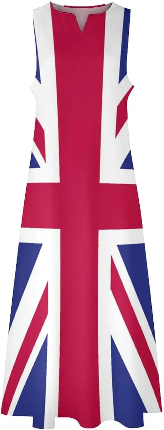 TAIZIYEAH Long Dress Elegant Casual Long Dress British Flag Girls Summer Sunshine Beach Skirts for Womens S
