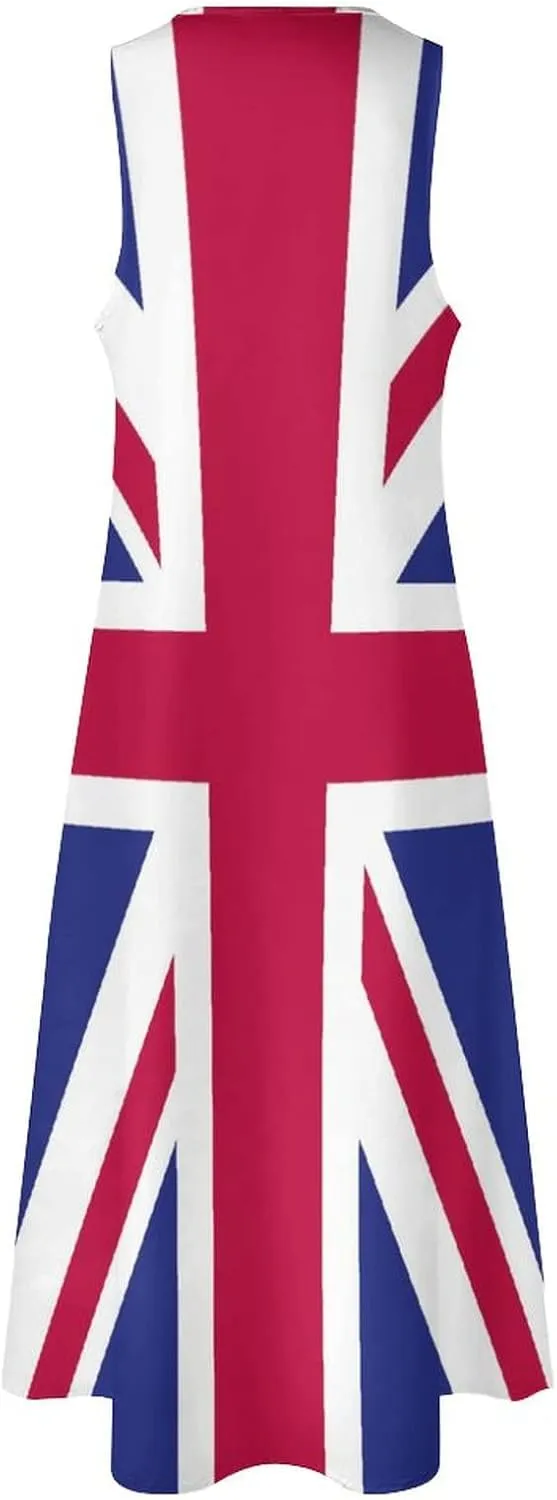 TAIZIYEAH Long Dress Elegant Casual Long Dress British Flag Girls Summer Sunshine Beach Skirts for Womens S