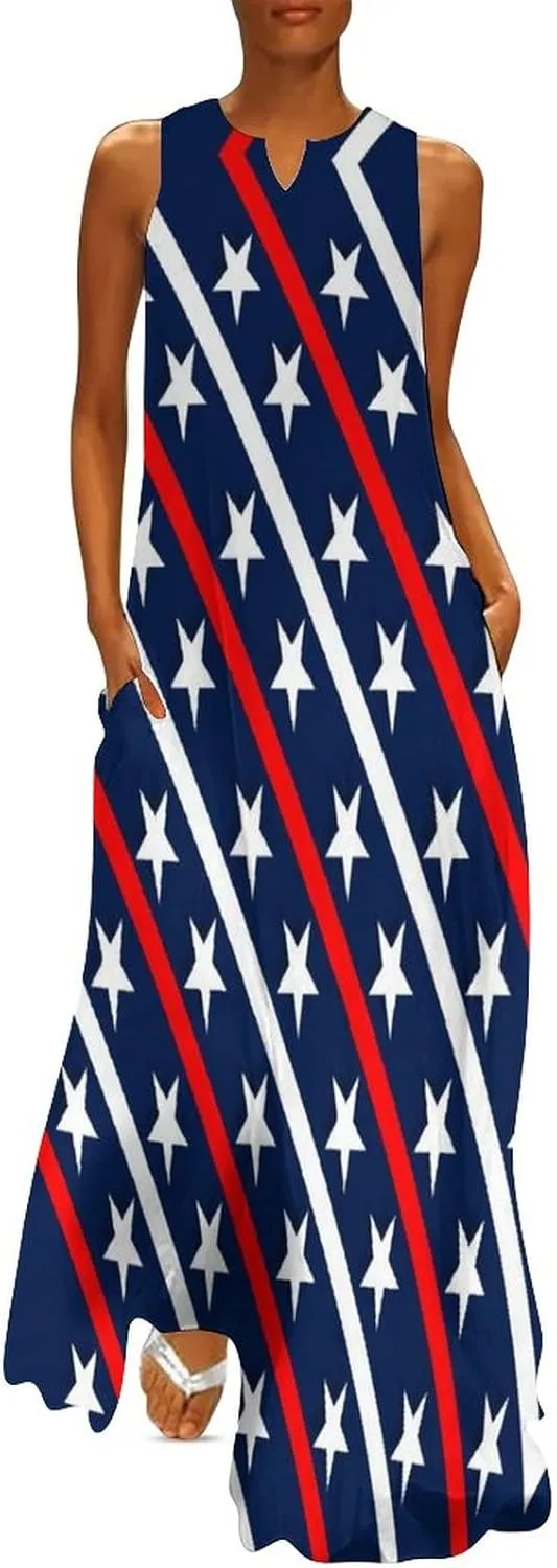TAIZIYEAH Long Dress Elegant Casual Long Dress Flag Girls Summer Sunshine Beach Skirts for Womens 4XL