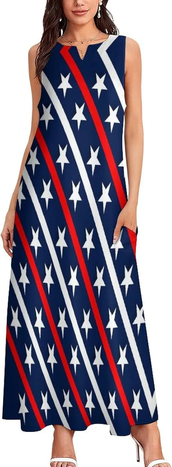 TAIZIYEAH Long Dress Elegant Casual Long Dress Flag Girls Summer Sunshine Beach Skirts for Womens 4XL