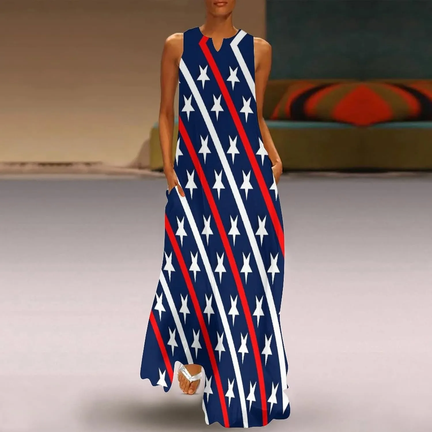 TAIZIYEAH Long Dress Elegant Casual Long Dress Flag Girls Summer Sunshine Beach Skirts for Womens 4XL