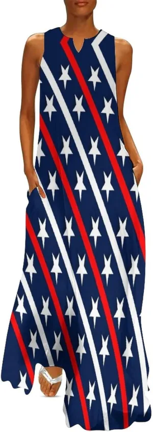 TAIZIYEAH Long Dress Elegant Casual Long Dress Flag Girls Summer Sunshine Beach Skirts for Womens 4XL