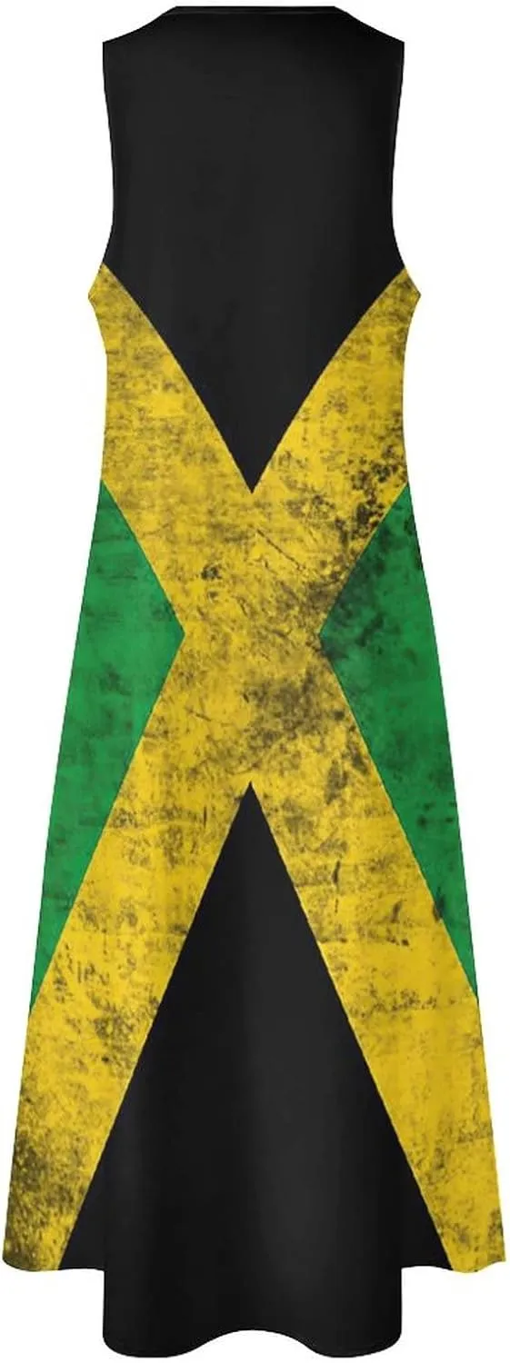 TAIZIYEAH Long Dress Elegant Casual Long Dress Jamaica Flag Girls Summer Sunshine Beach Skirts for Womens S