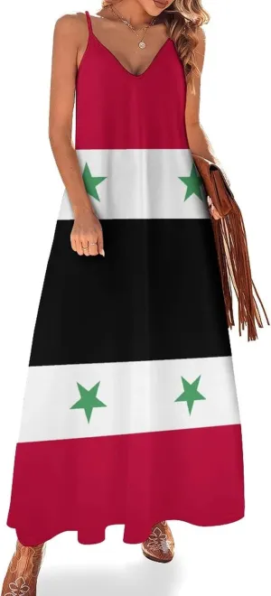 TAIZIYEAH Long Dress Elegant Casual Long Dress Syria Flag Girls Summer Sunshine Beach Skirts for Womens 3XL