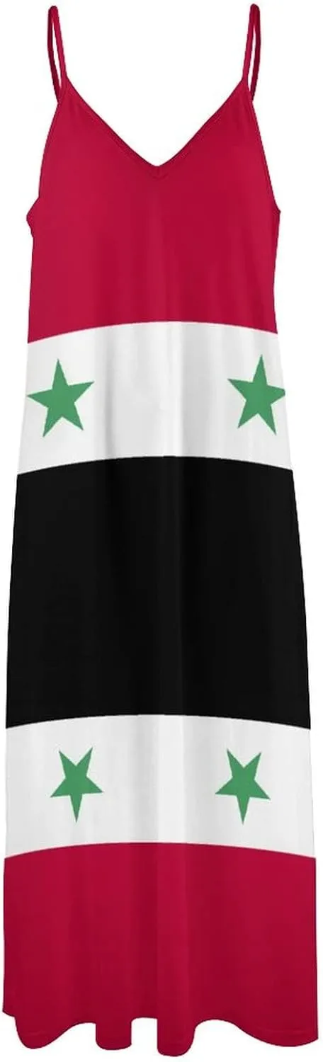 TAIZIYEAH Long Dress Elegant Casual Long Dress Syria Flag Girls Summer Sunshine Beach Skirts for Womens 3XL