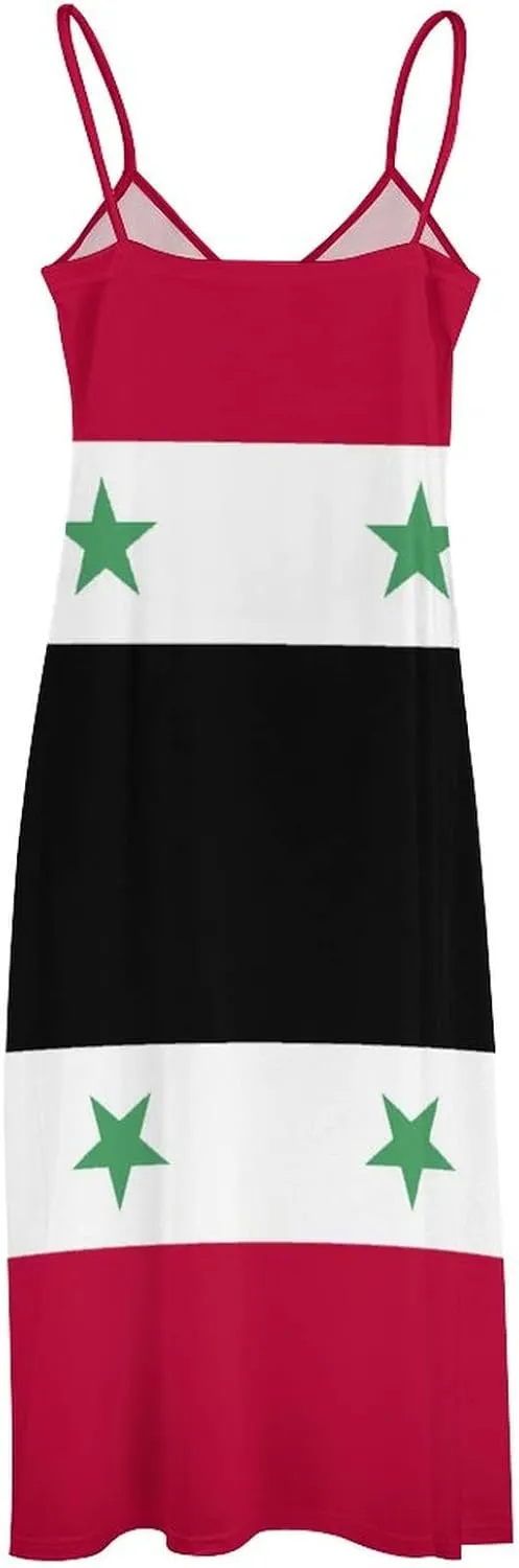 TAIZIYEAH Long Dress Elegant Casual Long Dress Syria Flag Girls Summer Sunshine Beach Skirts for Womens 3XL