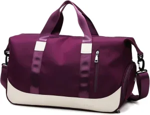 Travel Duffel Bags Weekender Overnight Shoulder Bag Carry on Bag Sports Gym Tote Bag for Women and Men(Red Purple)