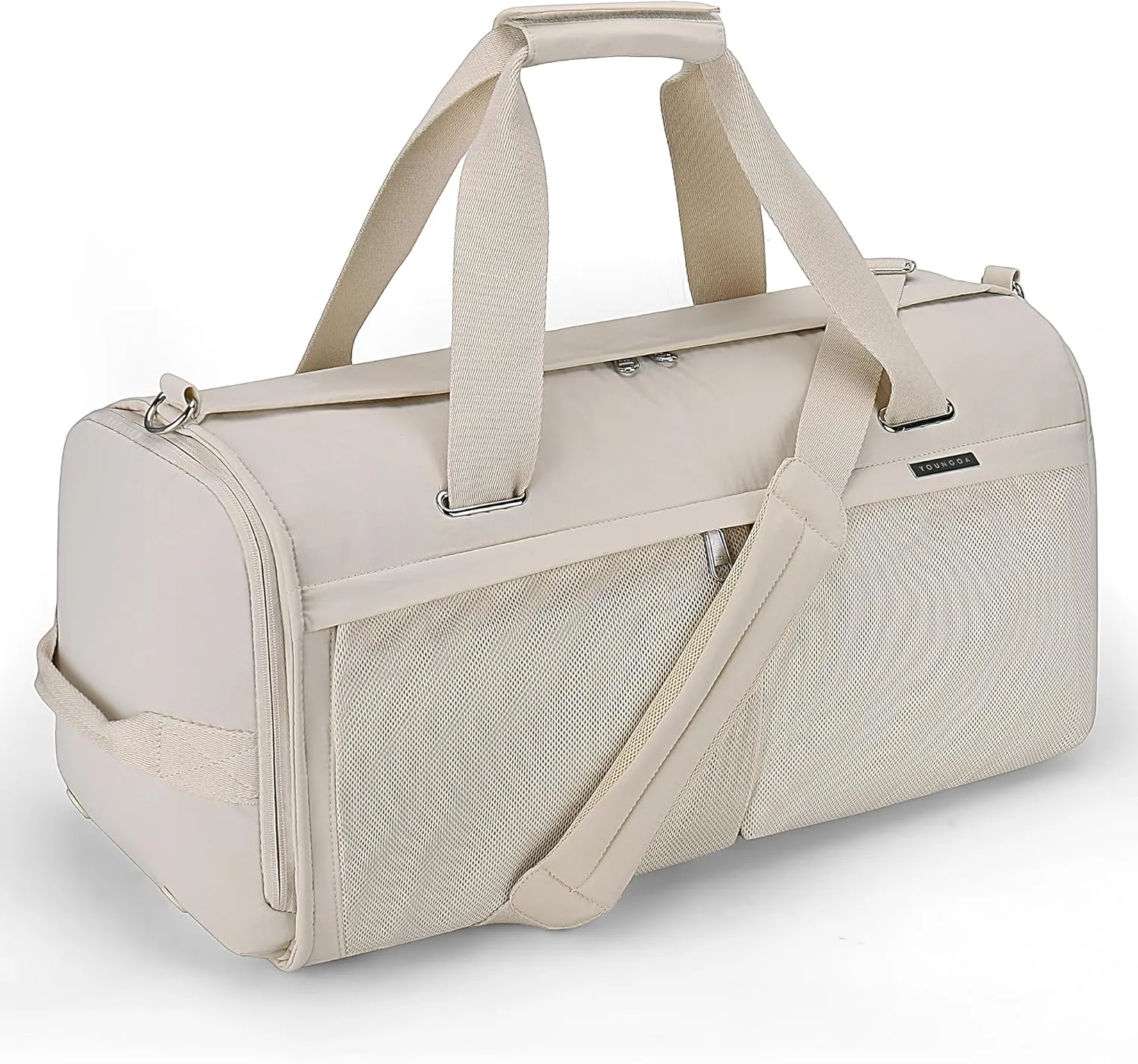 Travel Duffle Bag,Weekender Bags for Women with Shoe CompartmentCarry on Overnight Bag Gym Duffel Bag (beige)
