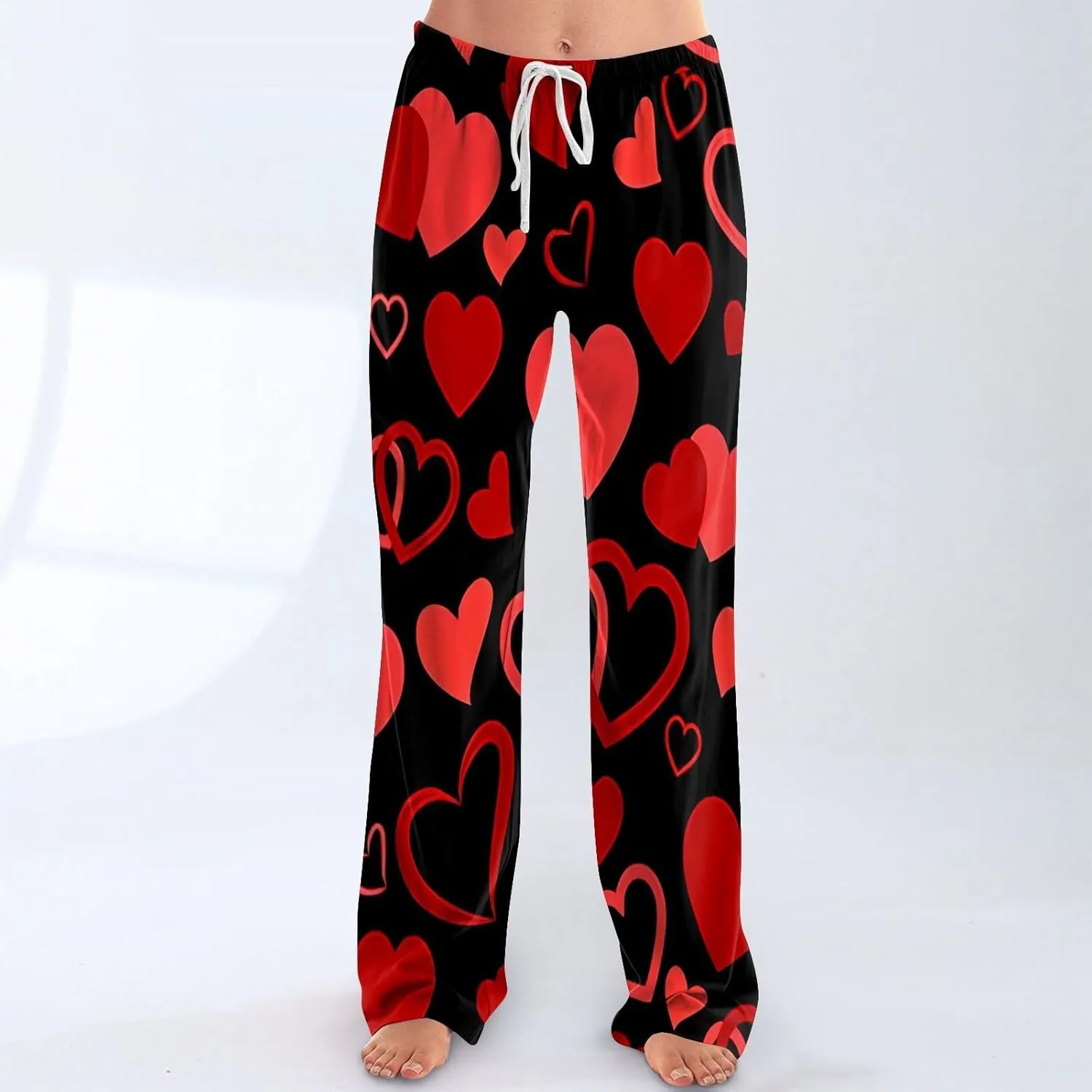 Valentines Day Pajama Pants Baggy Wide Leg Palazzo Pants Casual Comfy Lounge Pants Drawstring Elastic Waist Yoga Pants