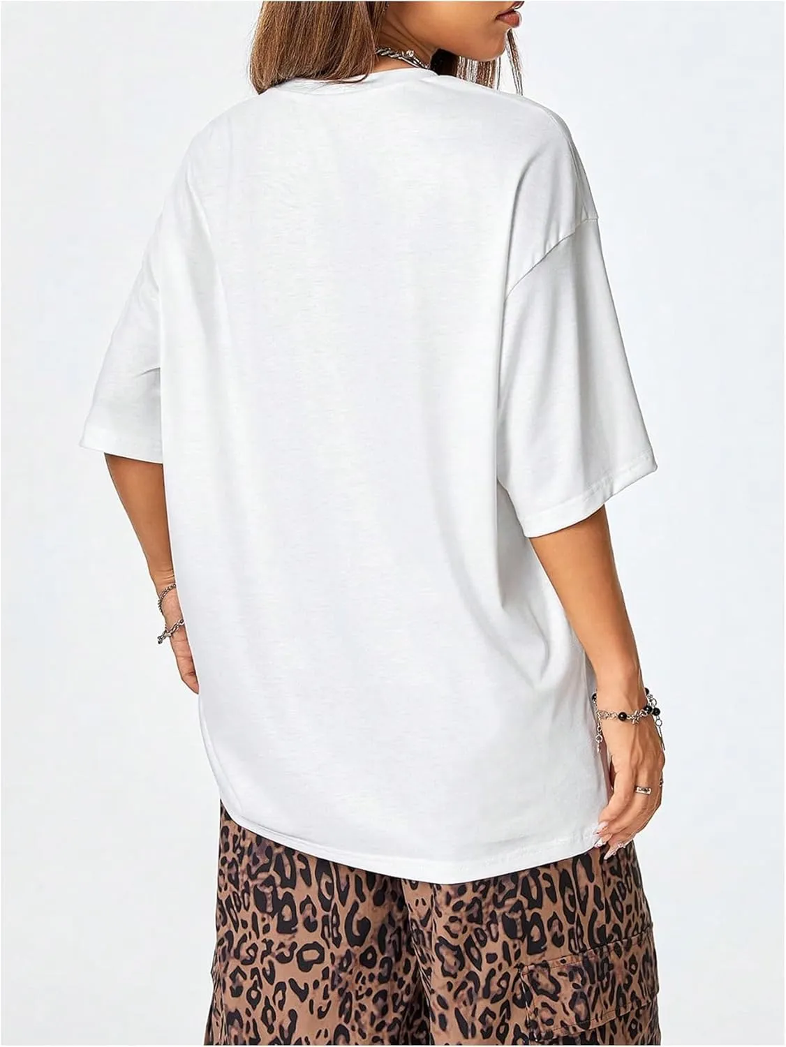 Verdusa Women's Lip Graphic Print Drop Shoulder Hiphop Tees Oversized Y2k T Shirts