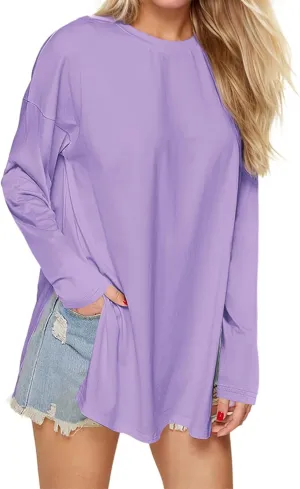 VNIRA Oversized T Shirts for Women Long Sleeve Loose Fit Casual Fall Tunic Top Basic Tee