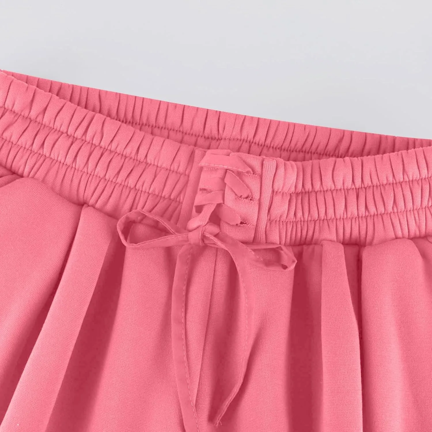 Wide Leg Sweatpants Women Baggy Fleece Cute Y2k Drawstring High Waisted Sweat Pants Flowy Palazzo Comfy Lounge Pants