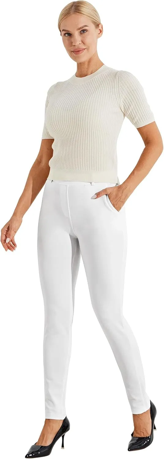 Willit Women's Yoga Dress Pants Skinny Work Slacks Leggings Slim Fit Stretch Office Casual Pants Pockets 27"/28"/29"/30"