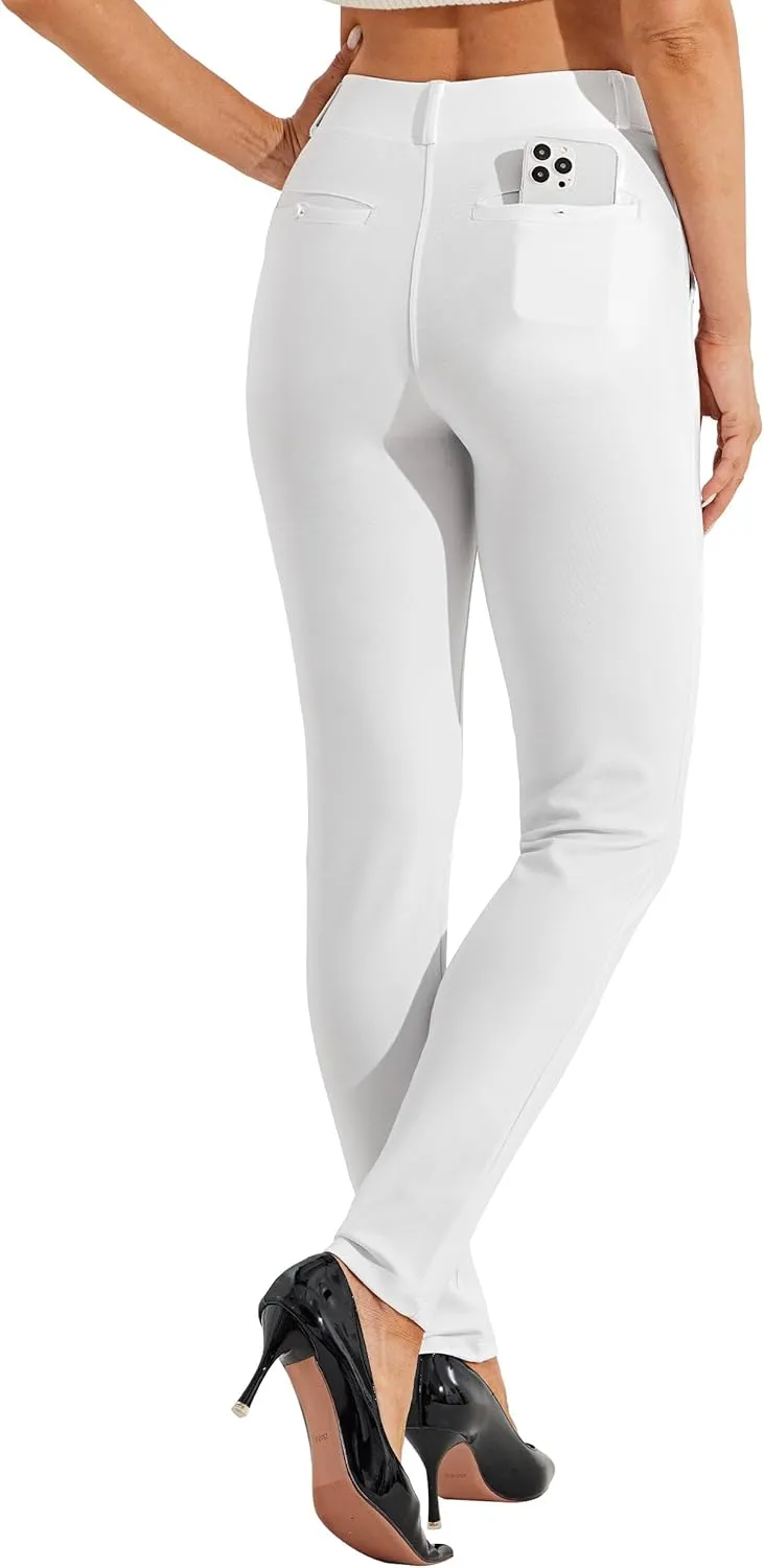Willit Women's Yoga Dress Pants Skinny Work Slacks Leggings Slim Fit Stretch Office Casual Pants Pockets 27"/28"/29"/30"