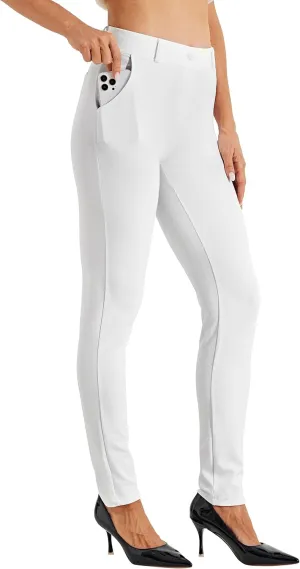 Willit Women's Yoga Dress Pants Skinny Work Slacks Leggings Slim Fit Stretch Office Casual Pants Pockets 27"/28"/29"/30"