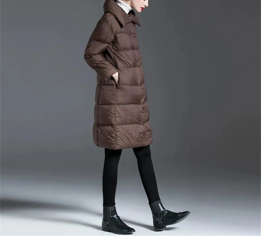 Winter Women's Down Coat Padded Warm Thick Long Puffer Jacket Casual Parkas Overcoat