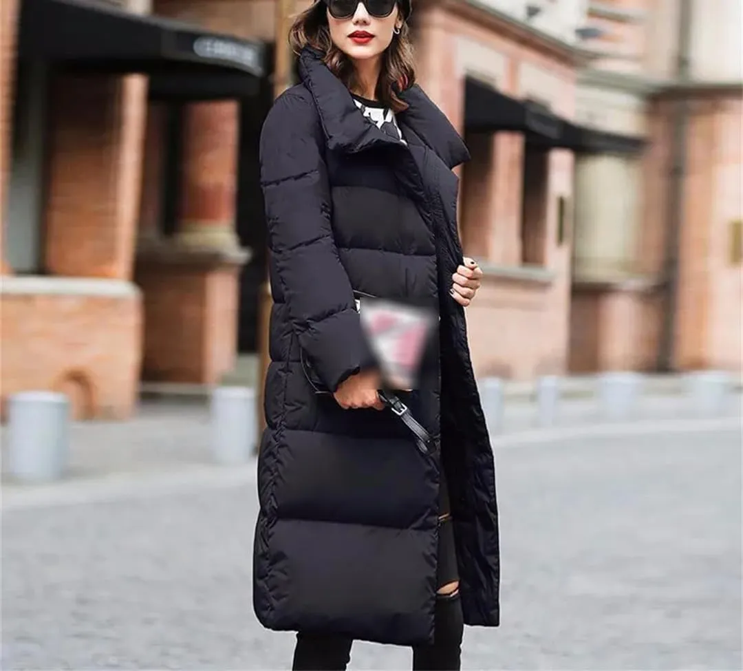 Winter Women's Down Coat Padded Warm Thick Long Puffer Jacket Casual Parkas Overcoat